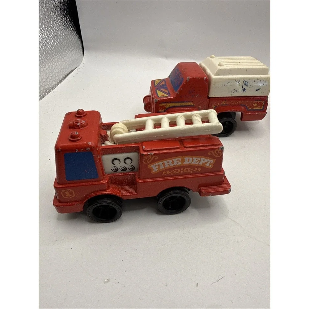 Vintage Lot of 4 Mattel Tonka Fire Trucks & Dumper Diecast Toy Vehicles 1979
